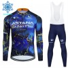 Completo Maglia ML + Pantaloncino con bretelle ML 2024 Astana Qazaqstan Winter Invernale Blu